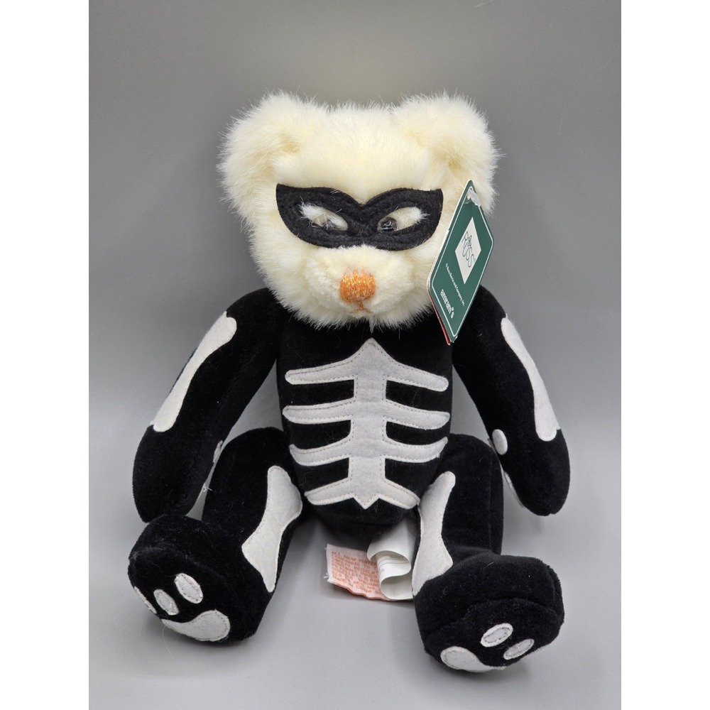 Russ Berrie RATTLES Skeleton Bear Halloween MWMT